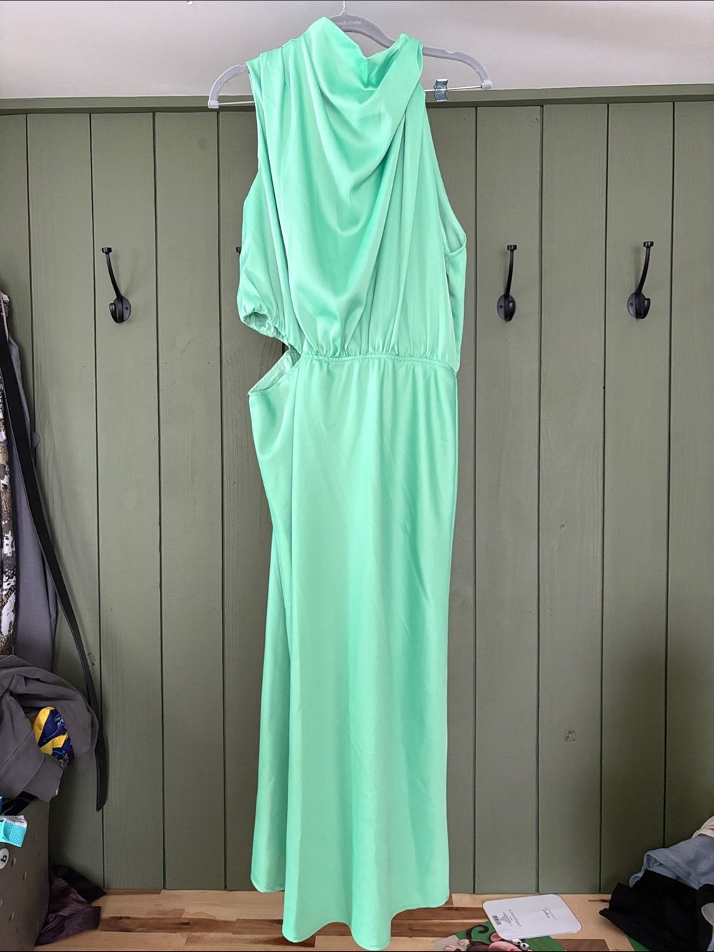 Mint Green Sleeveless Draped Maxi Dress